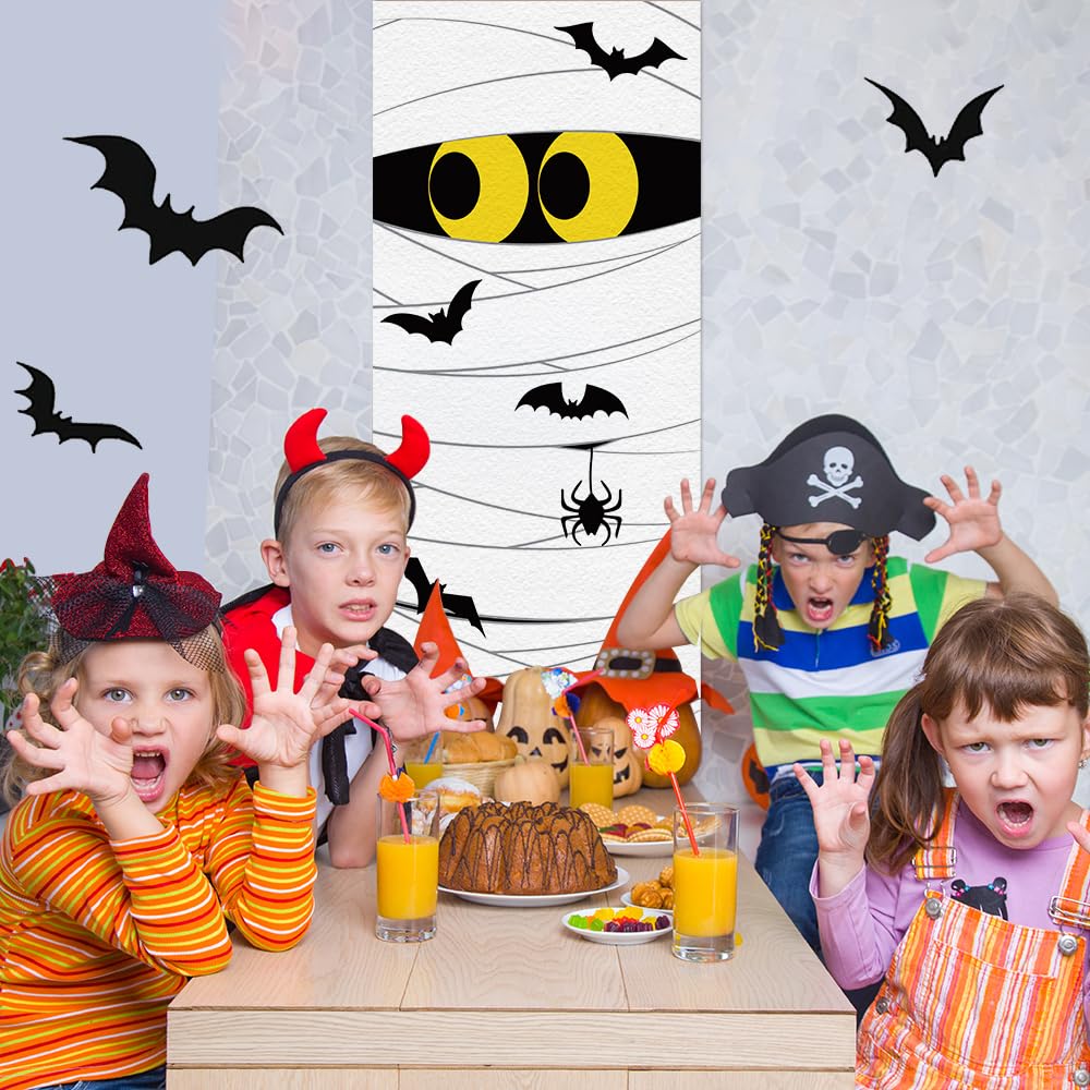 Urocza osłona na drzwi Halloween dekoracje na drzwi Halloween dekoracje ścienne dekoracje halloweenowe na drzwi wejściowe mumia drzwi baner na Halloween do wewnątrz na zewnątrz
