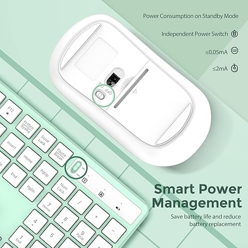 Miniatura 3 de Combo de mouse y teclado inalámbricos, teclado y mouse de tamaño completo de 2.4 GHz con receptor USB, mouse inalámbrico ajustable de 3 niveles DPI