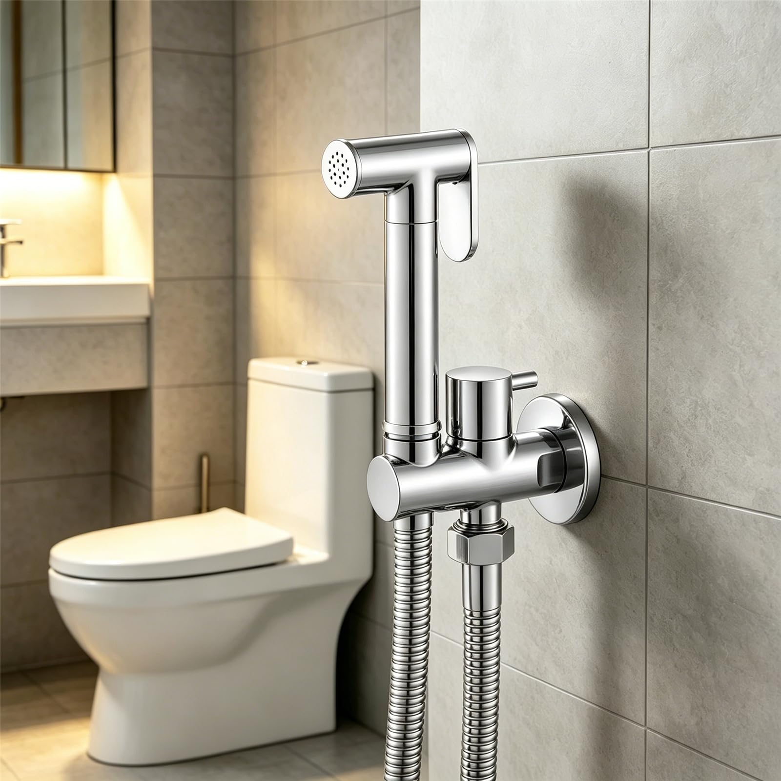 Bidet Portatile Kit Doccetta Bidet a Parete Ottone Doccetta per Bidet wc Acqua Fredda Handheld Bidet Spruzzatore Cromo Kit di Spruzzatore per Bidet con Tubo Doccia 1,2m
