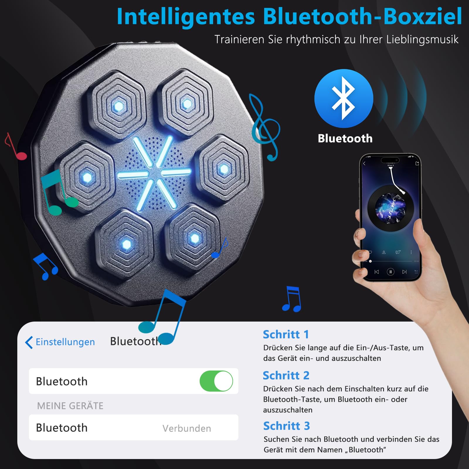 Bluetooth Music Boxing Machine, Intelligent Boxing Machine Wall Mounted for Home Exercise, Decompression Boxing Training Devices with Boxing Gloves for Kids Adults Home Workout