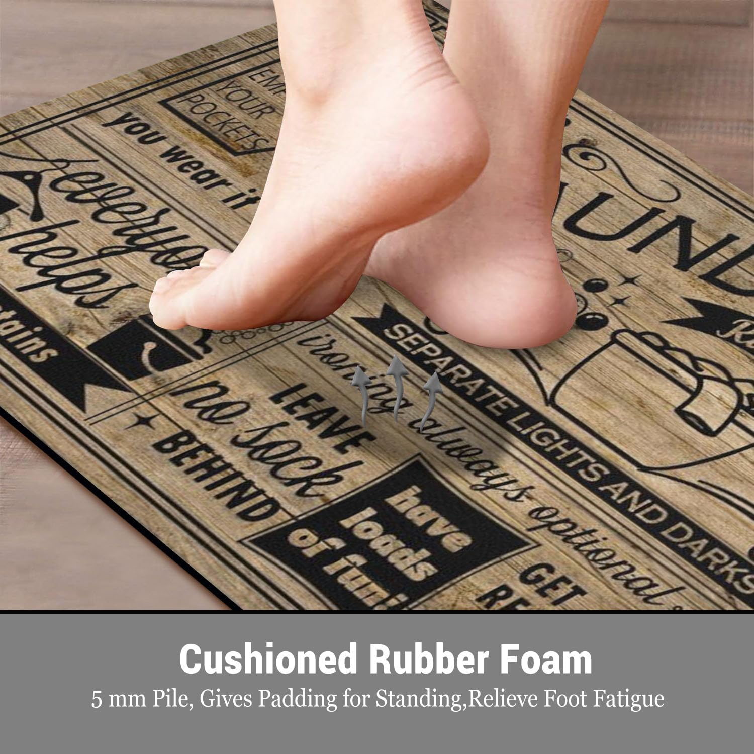 Laundry Room Rules Rug - Farmhouse Kitchen Floor Mat -Laundry Room Rug- Runner Decor -Washable Floor Carpet for Washroom Mudroom Kitchen Bathroom Hallway-20 x 59