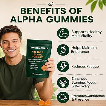 SupremeMale 10 in 1 Alpha Gummies, 4000 mg for Men(1)