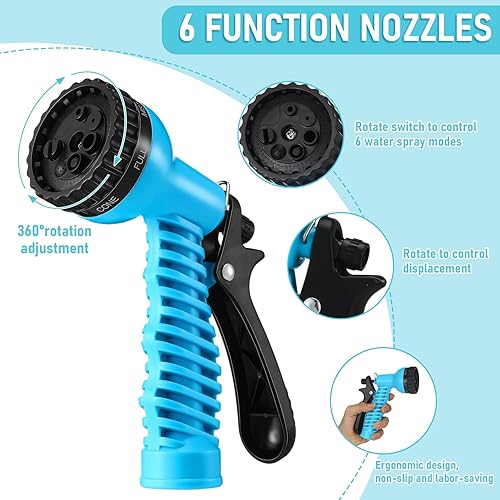Miniatura 3 de Pangda Manguera de jardín de bobina de 25 pies x 38 pulgadas, manguera de agua expandible con boquilla de pulverización de 6 funciones, conector de