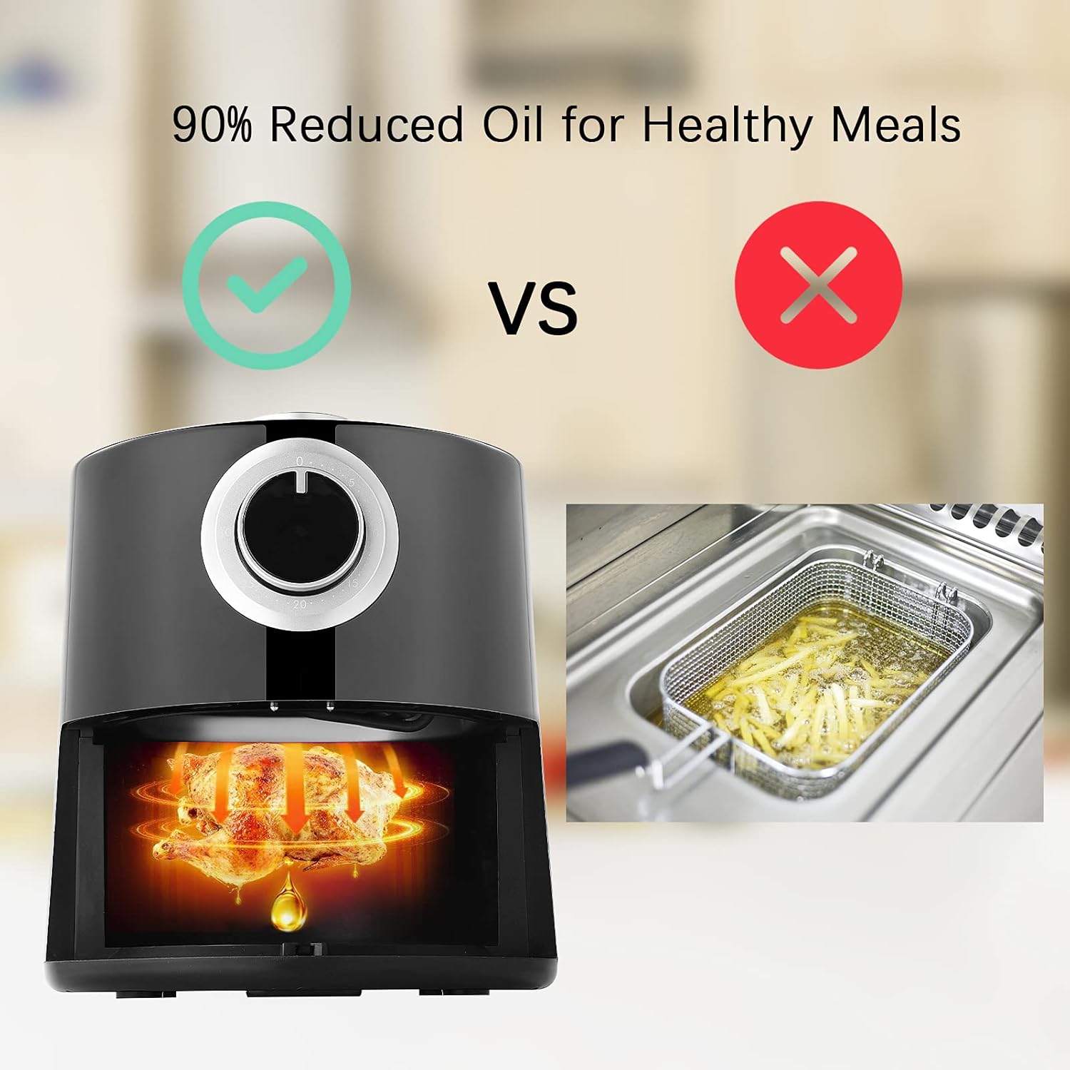 RUXINGGU Friggitrice ad aria con sistema di circolazione ad aria rapida, con tecnologia VORTX, friggitrice a torre, con timer di 30 minuti, temperatura regolabile a 4,5 litri RUXINGGU Friggitrice ad aria con sistema di circolazione ad aria rapida, con tecnologia VORTX, friggitrice a torre, con timer di 30 minuti, temperatura regolabile a 4,5 litri