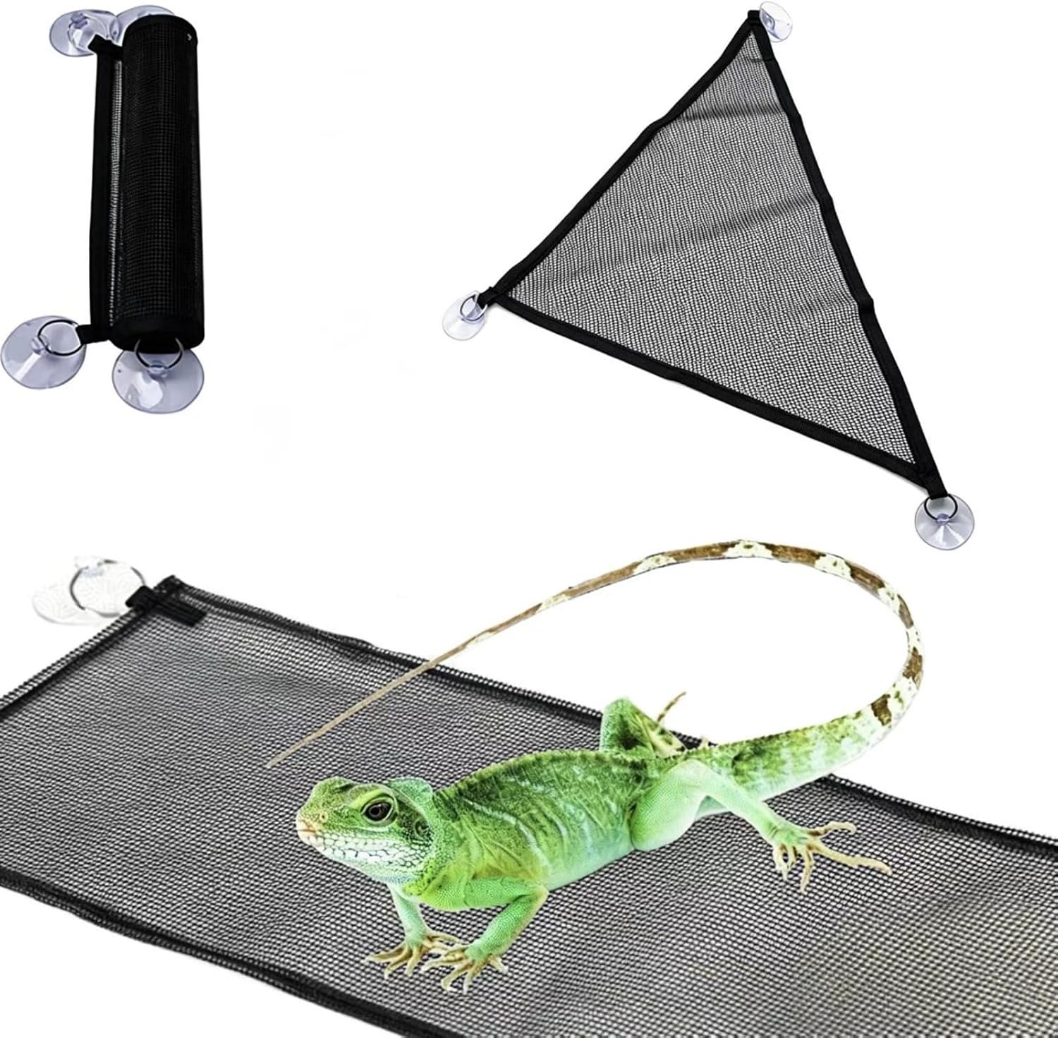 2pcs Bearded Dragon Hammock,Breathable mesh Reptile Hammock | Bearded Dragon Climbing Accessories for Lizards, Geckos, Chameleons, etc（Black）