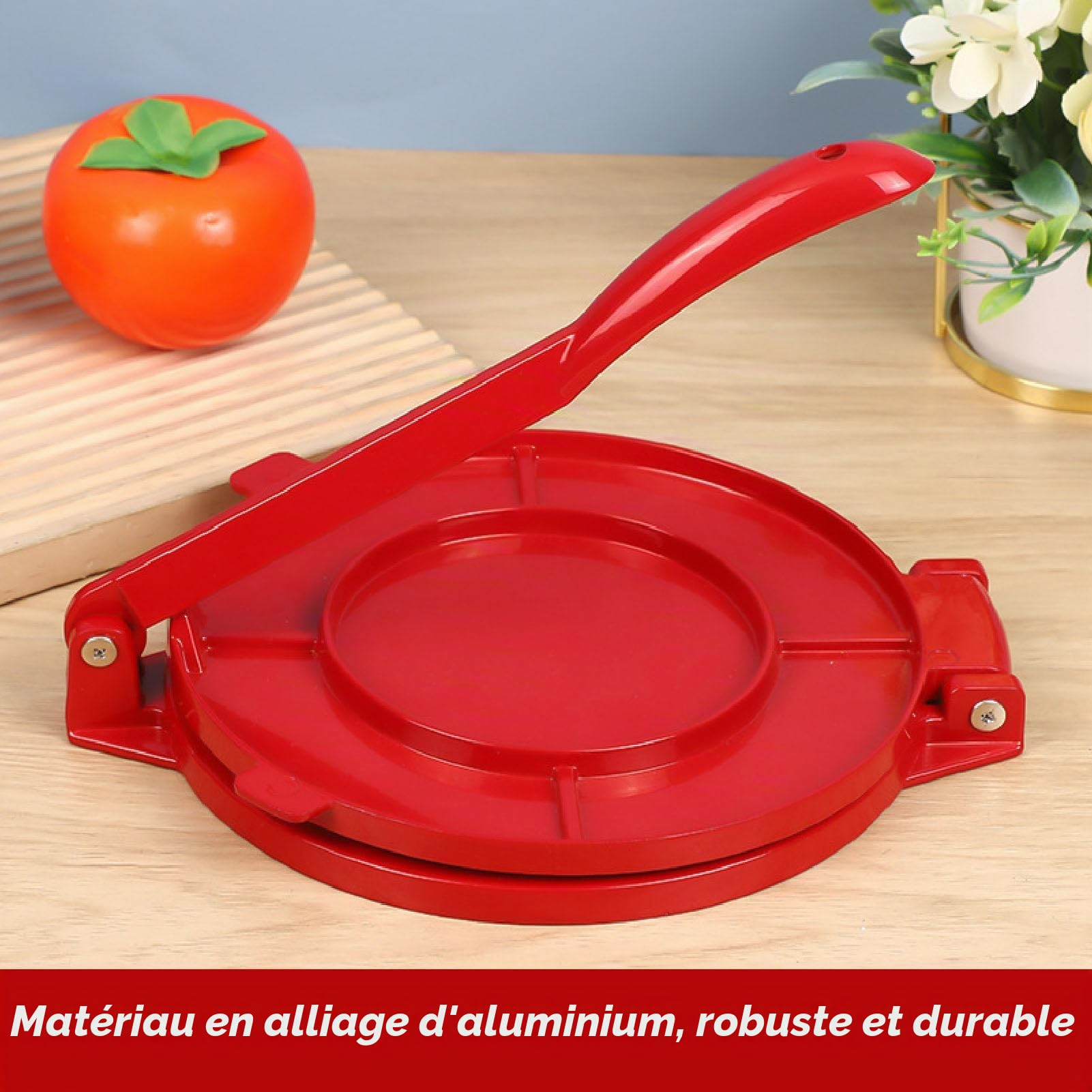 Presse à Tortilla en Fonte – Presse à Rotis Multifonctionnelle 9,8 X 10 Pouces, Presse à Tortilla à Farine, Machine à Quesadilla, Machine à Tacos (rouge)