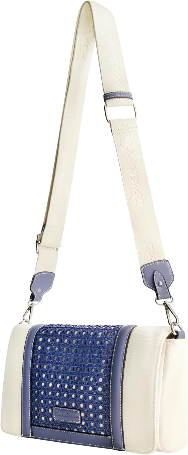 Tommy Bahama womens Tommy Bahama Flap Crossbody Bag, Women's Mini Handbag With Woven Design and Adjustable Shoulder Strap