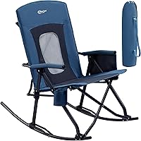 Vista 21 de PORTAL Silla mecedora plegable de gran tamaño para acampar, portátil, para exteriores, con respaldo alto, reposabrazos duros, bolsa de transporte