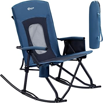Portal Oversized Folding Rocking Camping Chair Portable Outdoor 400 lb Blue