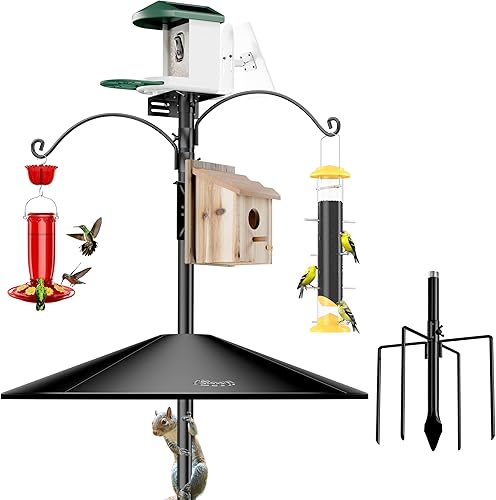 Miniatura 14 de iBorn Ganchos de Pastor de 1" de Grosor para Poste de Comedero de Aves al Aire Libre de 78" de Altura, Soporte para Comedero de Aves Silvestres para