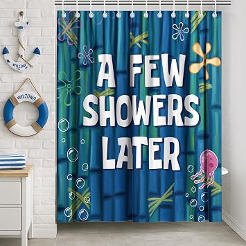 KAIRA Funny Ocean Shower Curtain 72x72 Inch,Cute Bathroom Decor,Blue | Funny Quote Design,Cartoon Sea Bathroom Decor,Waterproof Polyester Fabric for Women Men Girls Boys and Humor Lovers