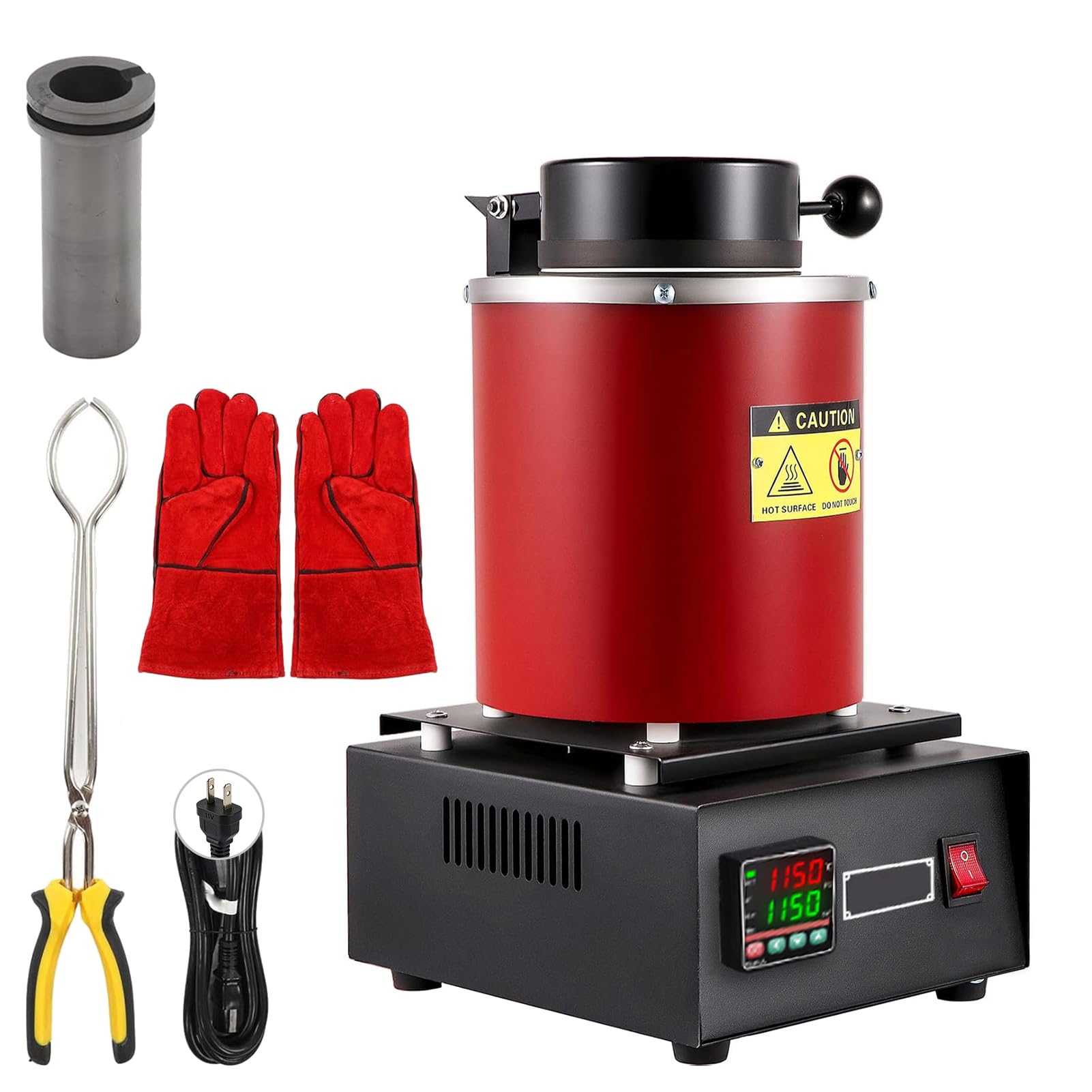 Four Électrique Intelligent 1500W/1150°C - Creuset Fonderie Professionnel 3KG, Creuset Fonderie Électrique, pour Bijouterie/Industrie