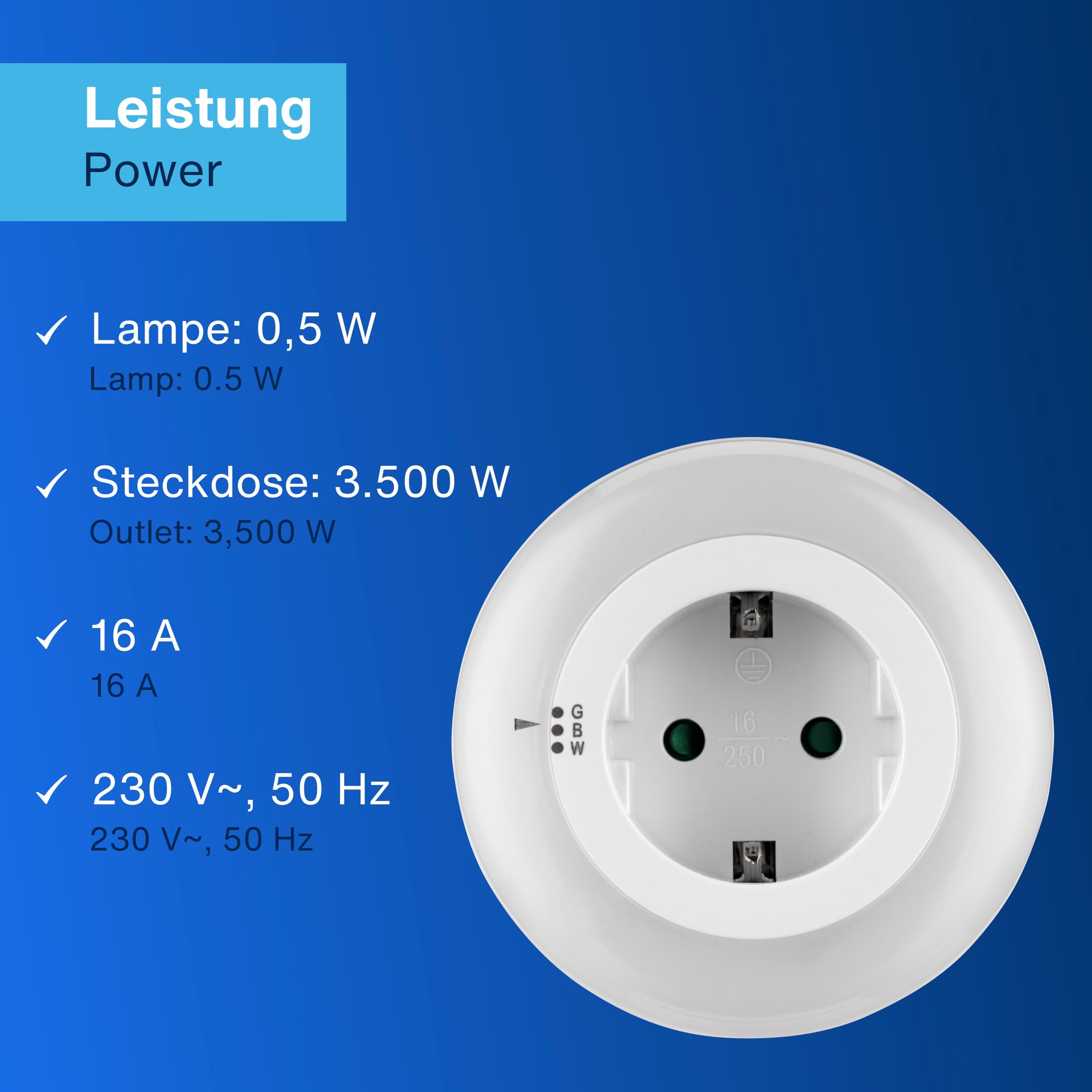 LED nachtlamp Slim voor stopcontact, met sensor