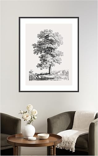 Miniatura 4 de Kate and Laurel Framed Wall Art Print 'Jean Victor Bertin Study of a Tree 1816' by The Art Institute of Chicago, 33 x 41, Stylish Black Narrow