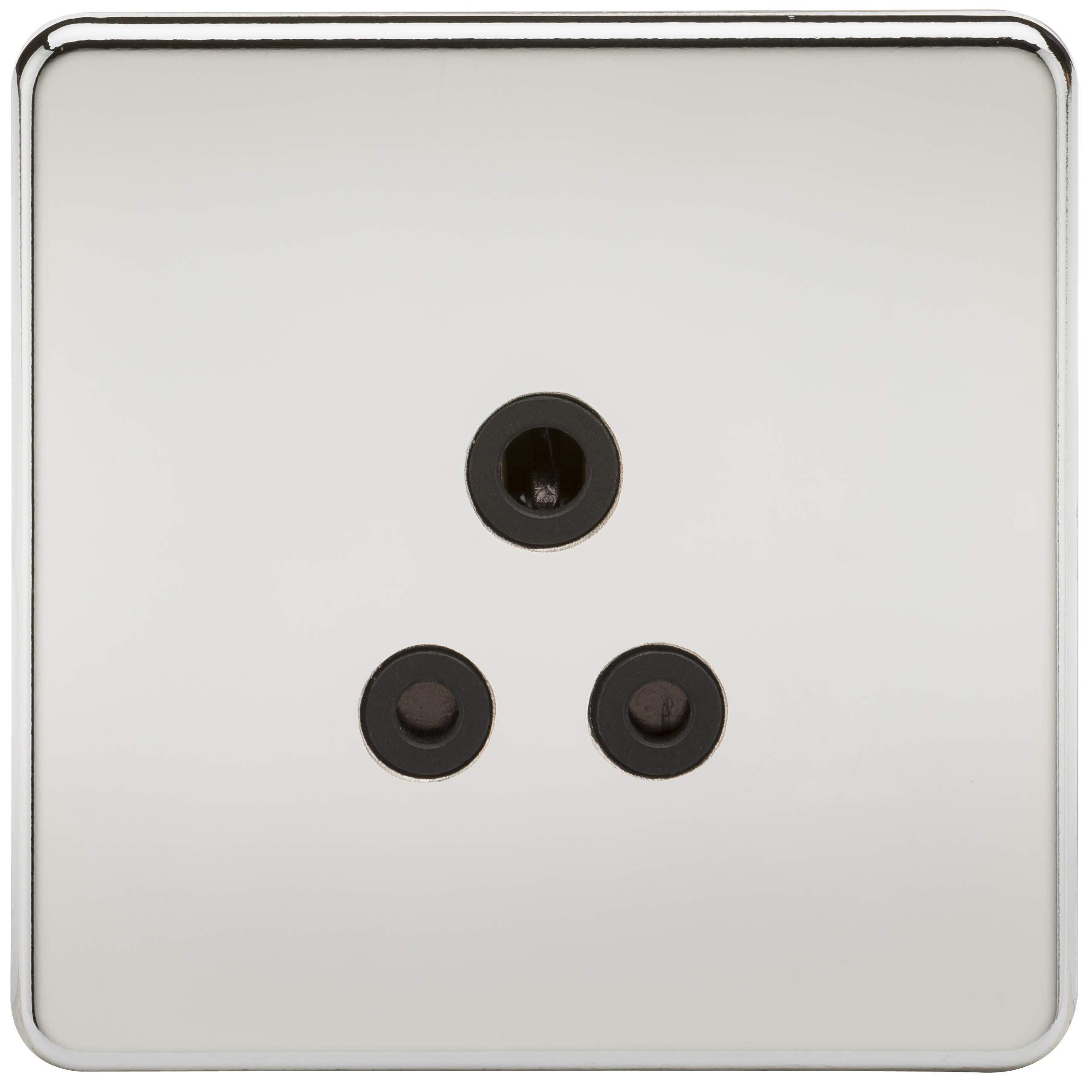 Knightsbridge Polished Chrome Sfav5apc Screwless 5A Unswitched Socket- With Black Insert