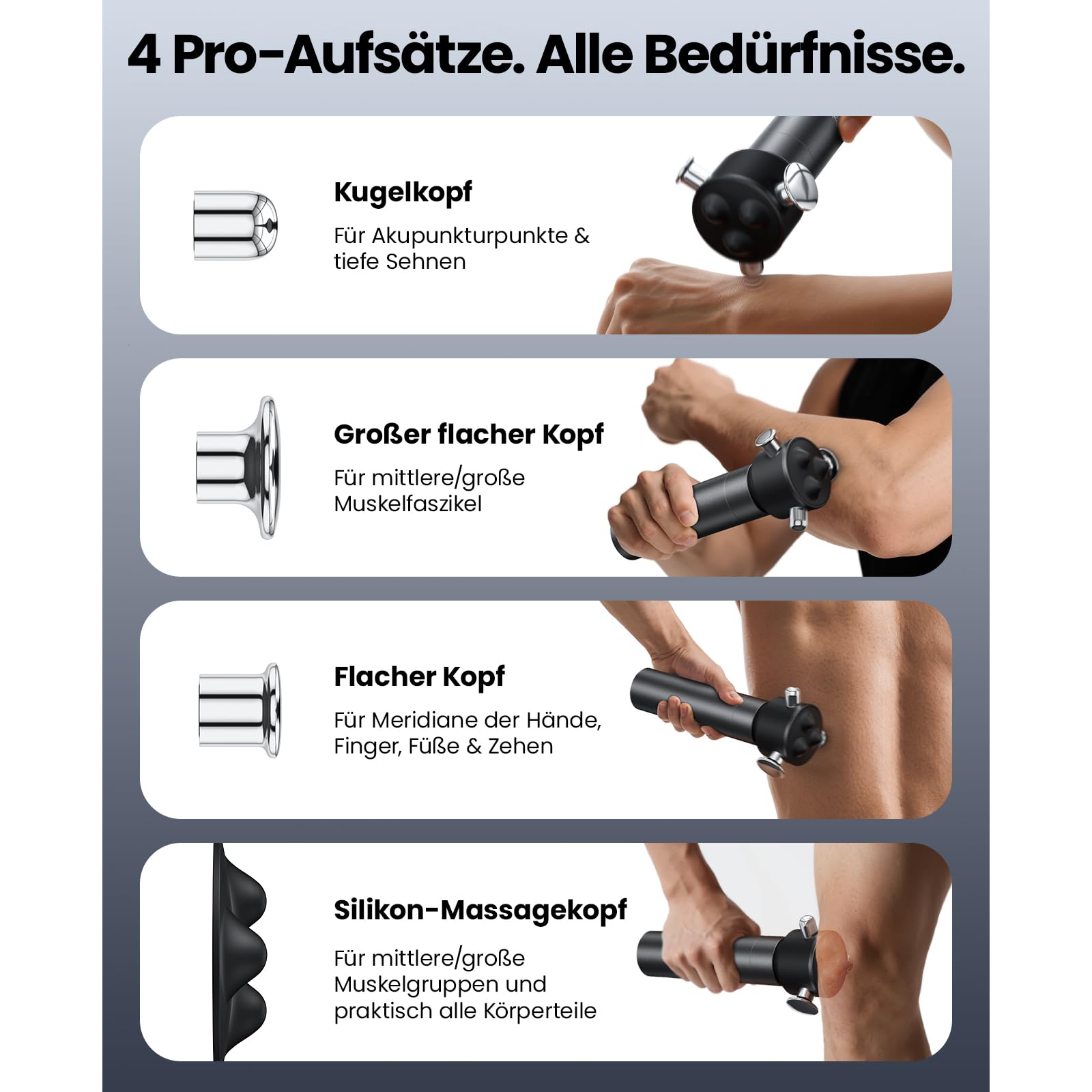 BOB AND BRAD VibeFlow Massagegerät, Massagepistole Alternative mit 116Hz Hochfrequenz-Vibration, 7.000 U/min Vibrationsmassagegerät für Tiefengewebe, Faszien, Triggerpunkte, Rücken, Nacken & Beine