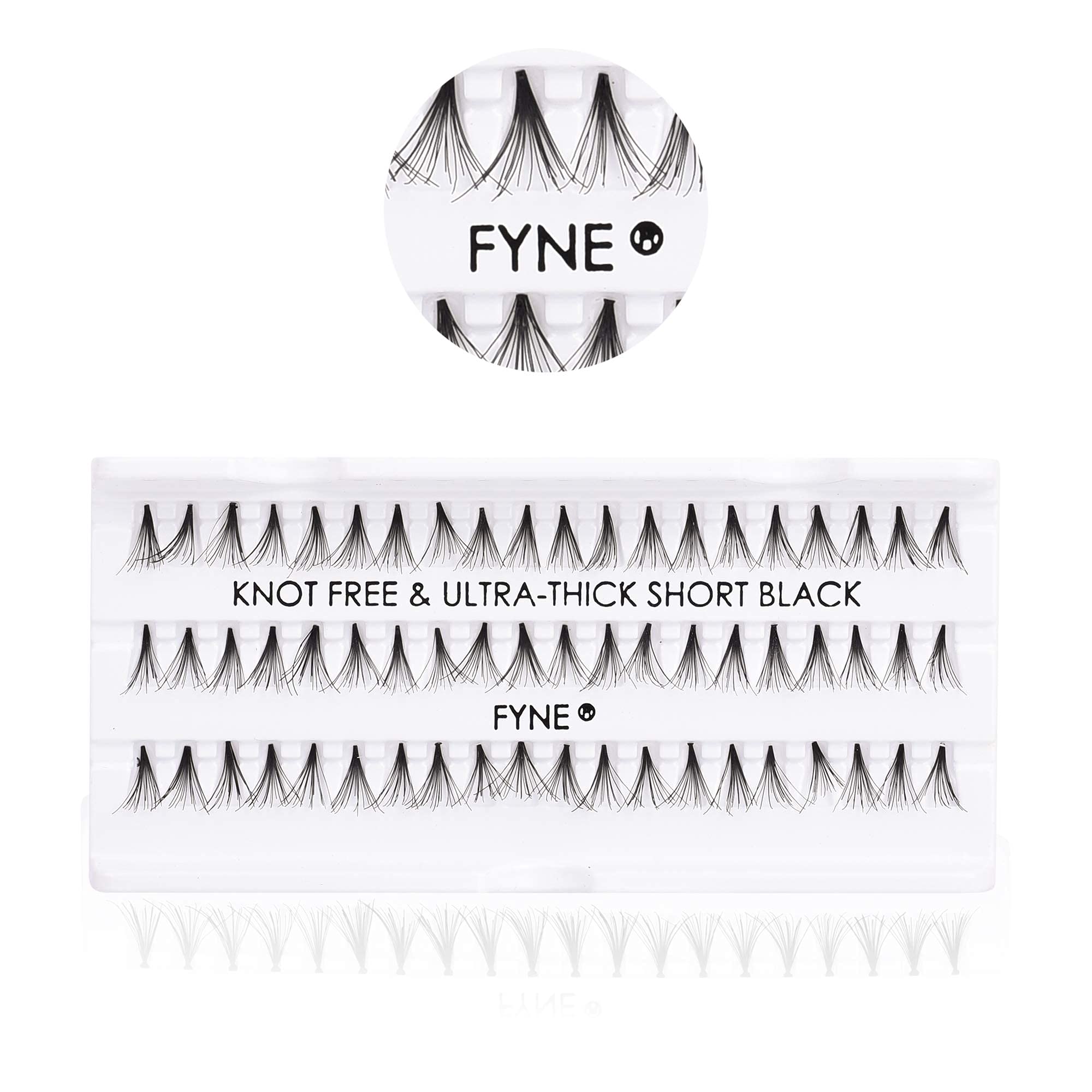 FYNE - KNOT FREE Individual Eyelashes - 240 Pcs, 8mm Short Ultra Thick, Single Pack, Black, 4 count (Pack of 1) - Image 2