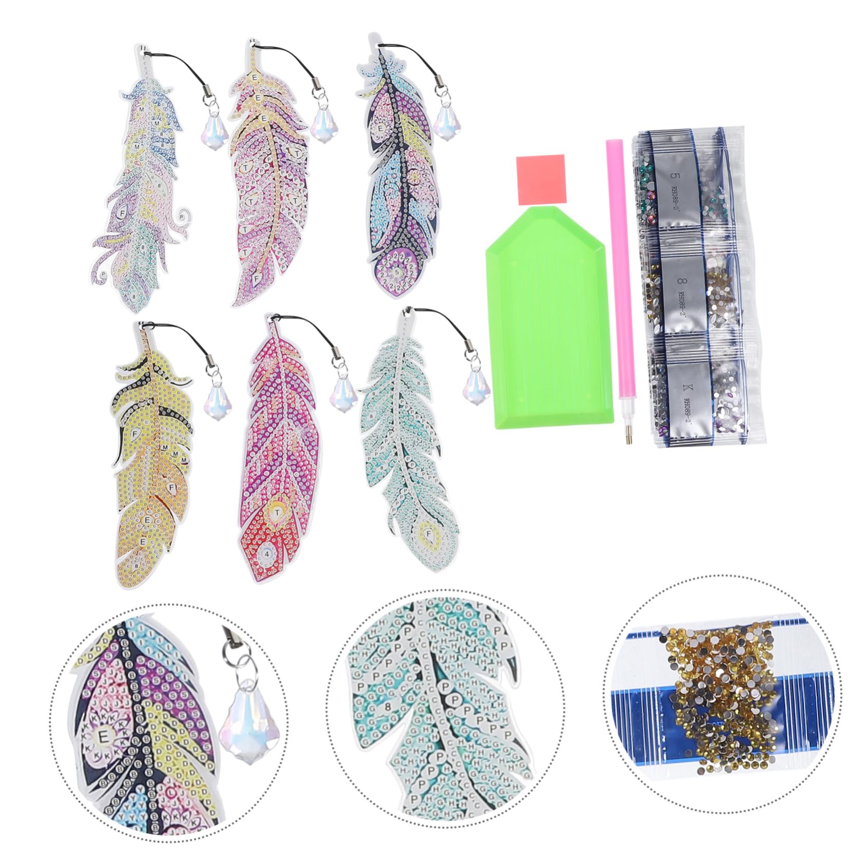 Toyvian 5 Set Disegno a Diamante Punto Diamantato Strass Art Cristalli Segni Di Lettura Guidata Segnalibri Fai Da Te Segnalibro Segnalibri Delicati Pennarello Decorativo Acrilico