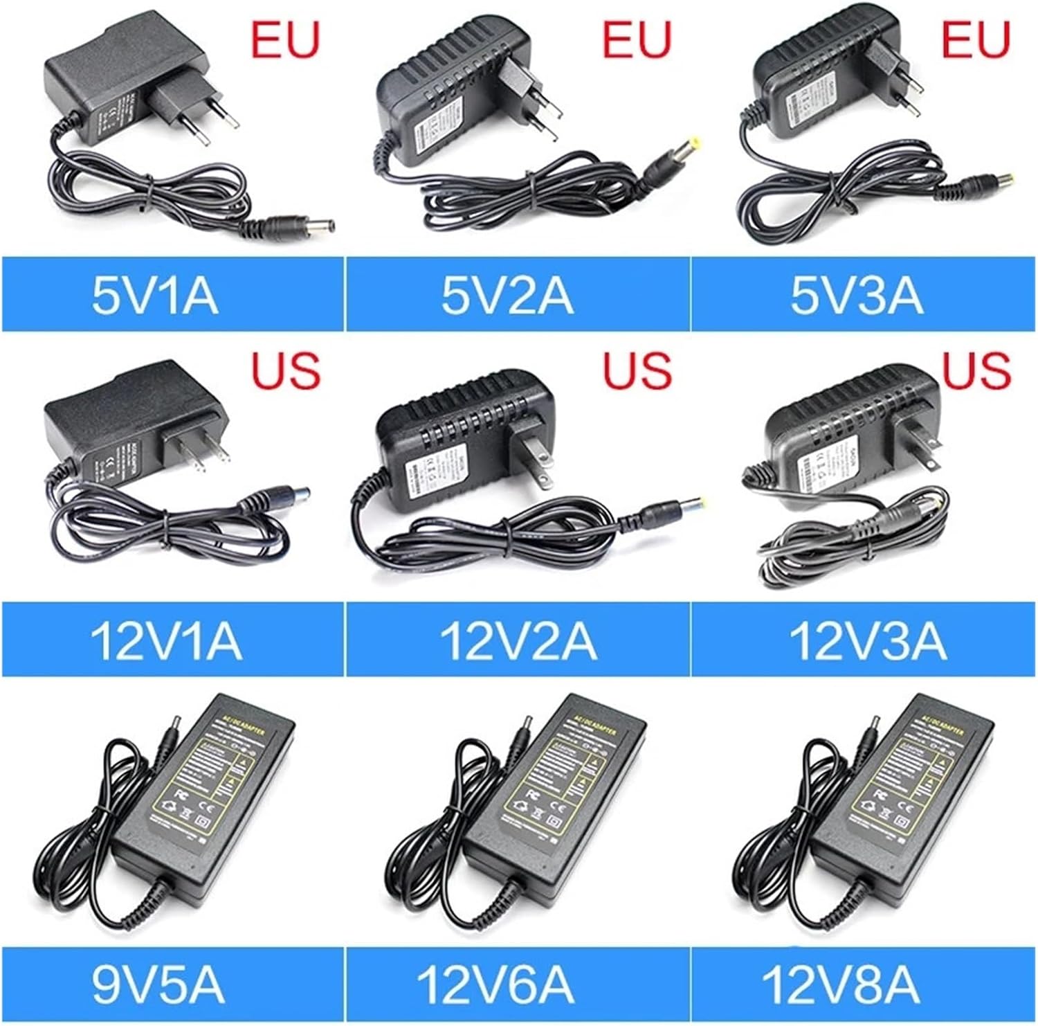 1 Pcs AC 220V 110V to DC Power Adapter 5V 12V 24V 9V 15V 13V LED LT Transformer 5 12 24V 1A 2A 3A 5A 6A 8A for LED Driver Strip(15V,6A)