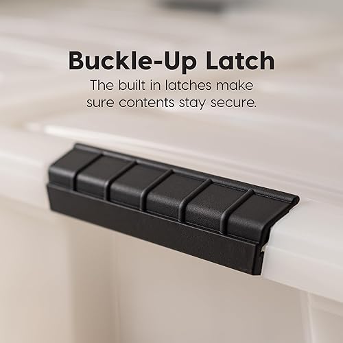 Miniatura 7 de IRIS USA, Inc. TB-28 Caja apilable y de extracción de 32 cuartos de galón, contenedor de almacenamiento multiusos, paquete de 6, perla con caja de