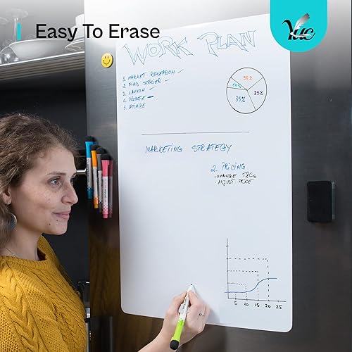 Miniatura 4 de Pizarra blanca para nevera de 23 x 15 pulgadas, pizarra magnética de borrado en seco