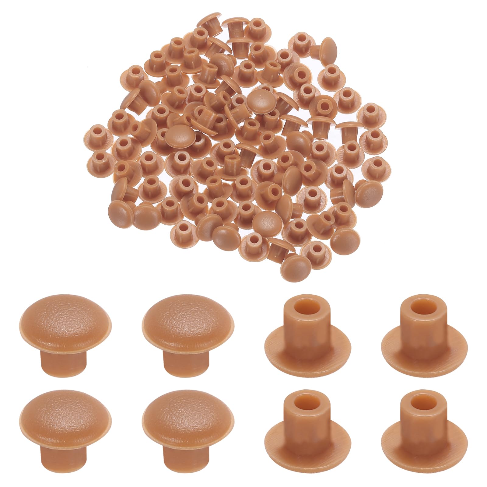 QUARKZMAN 100pz Tappi per Fori in Plastica, 5mm (3/16 Pollici) Coperture a Vite Rosse Opache Tappi a Scatto a Pulsante Rotondo per Ripiani per Armadietti Libreria Targhe Mobili
