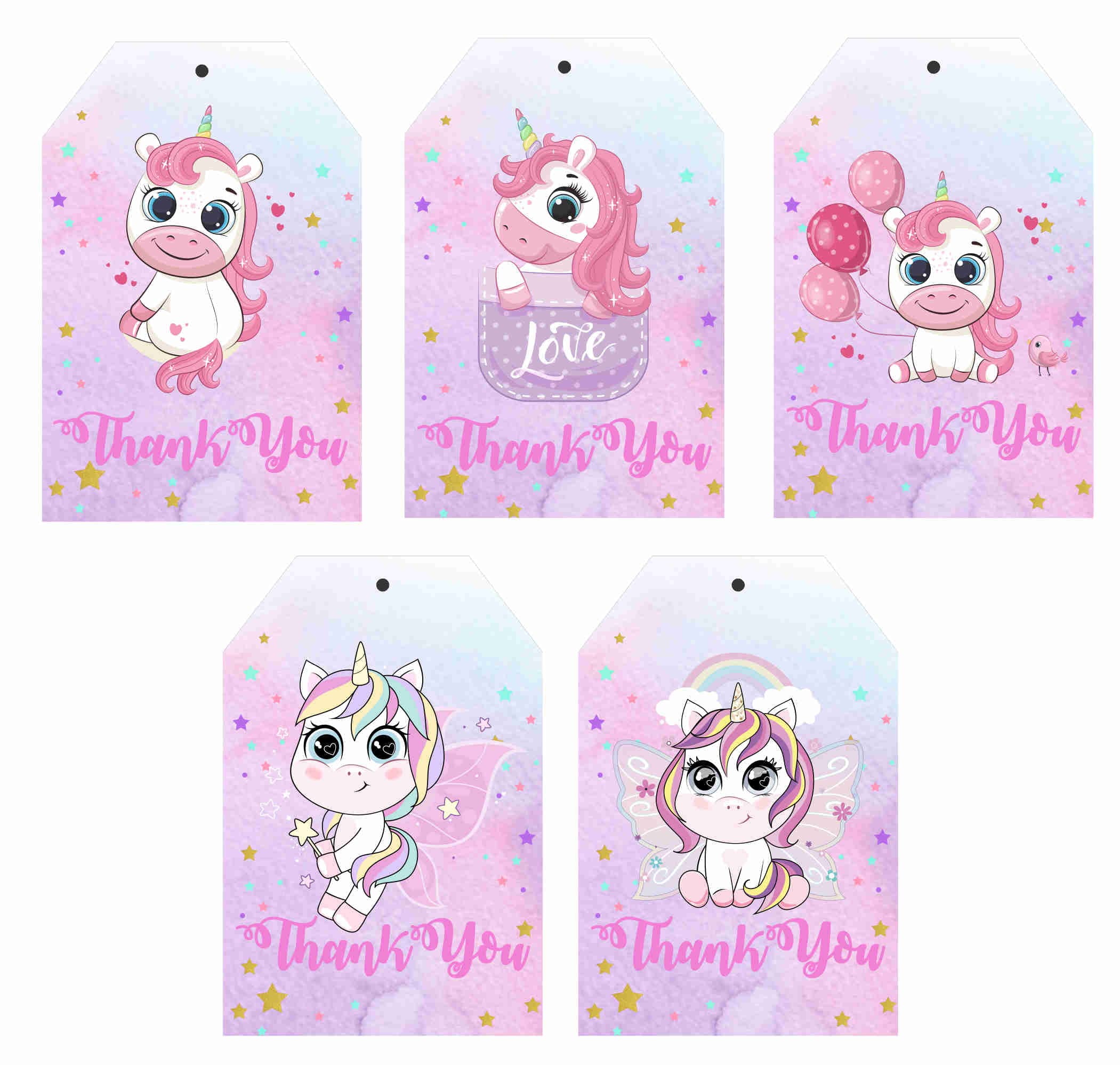Unicorn Thank You tag (Pack of 50) Thank You for Celebrating with Us, Unicorn, for Gifts and Party Favors-image-14