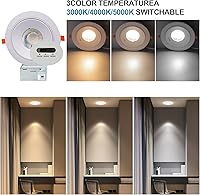 Vista 4 de Lightdot Paquete de 12 luces LED empotrables de cardán de 6 pulgadas, 360° + 90° ajustable, 3CCT seleccionable y regulable (5%-100%), luz ultra