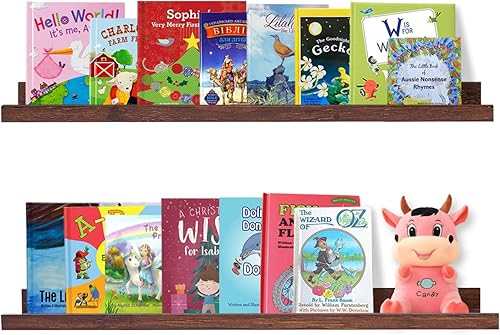 Miniatura 22 de Estantes flotantes negros de 36 pulgadas para marco de fotos moderno para pared, estantes de repisa para cuadros con borde, estantes de madera