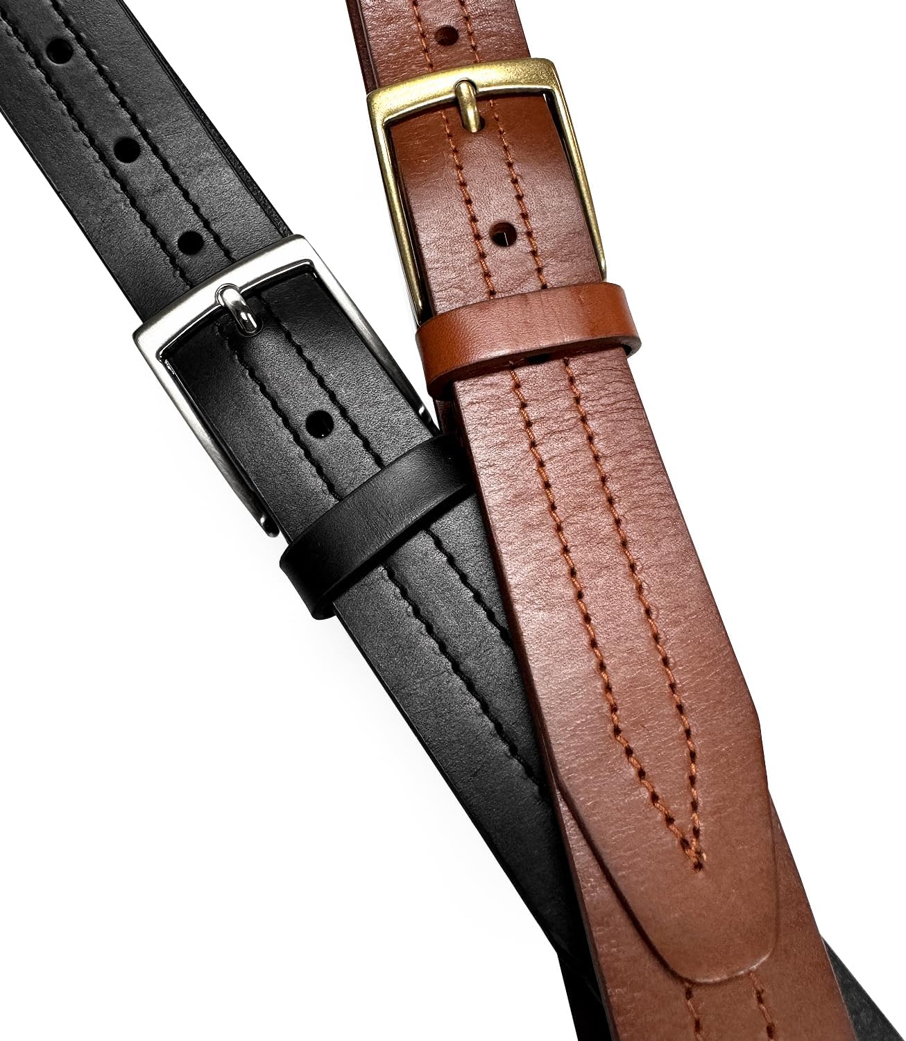 Men's Oil-Tanned Genuine Leather Dress Classic Belt 1-1/8"(30mm) or 1-3/8"(35mm) Wide One Piece Dress Belt - Image 6
