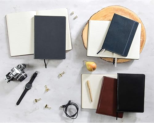 Miniatura 3 de C.R. Gibson Cuaderno profesional de cuero marrón, 6 pulgadas de ancho x 8.5 pulgadas de largo, 240 páginas