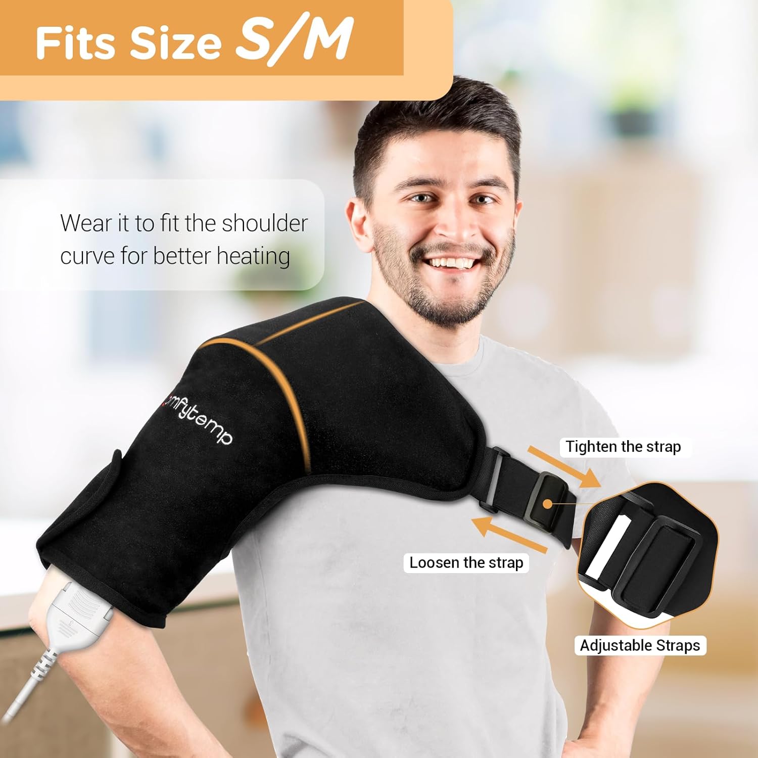 Comfytemp Shoulder Heating Pad for Rotator Cuff, Heated Shoulder Wrap for Frozen Shoulder Heated Brace, Birthday Gifts for Mom Women, 3 Heat Settings, 2H Auto-Off (S/M) - Image 5