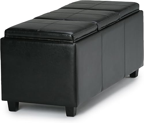 Miniatura 136 de Otomana rectangular de almacenamiento de cuero sintético Simpli Home Avalon., Cuero, Marrón Azul,Marrón Chocolate,Cloud gris,Gris oscuro,Azul