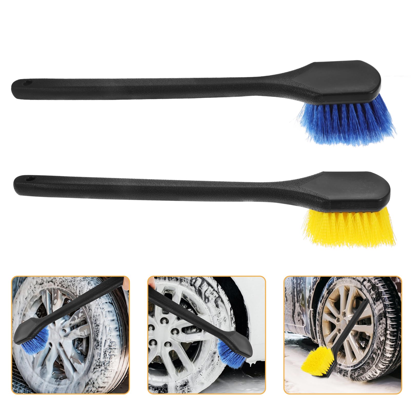 Mikinona Brosse de Nettoyage pour Pneus 2 Pièces Plastique à Long Manche