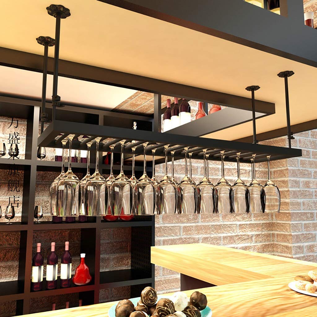 Porte-verres à vin suspendu et casier à vin en fer de plafond robuste