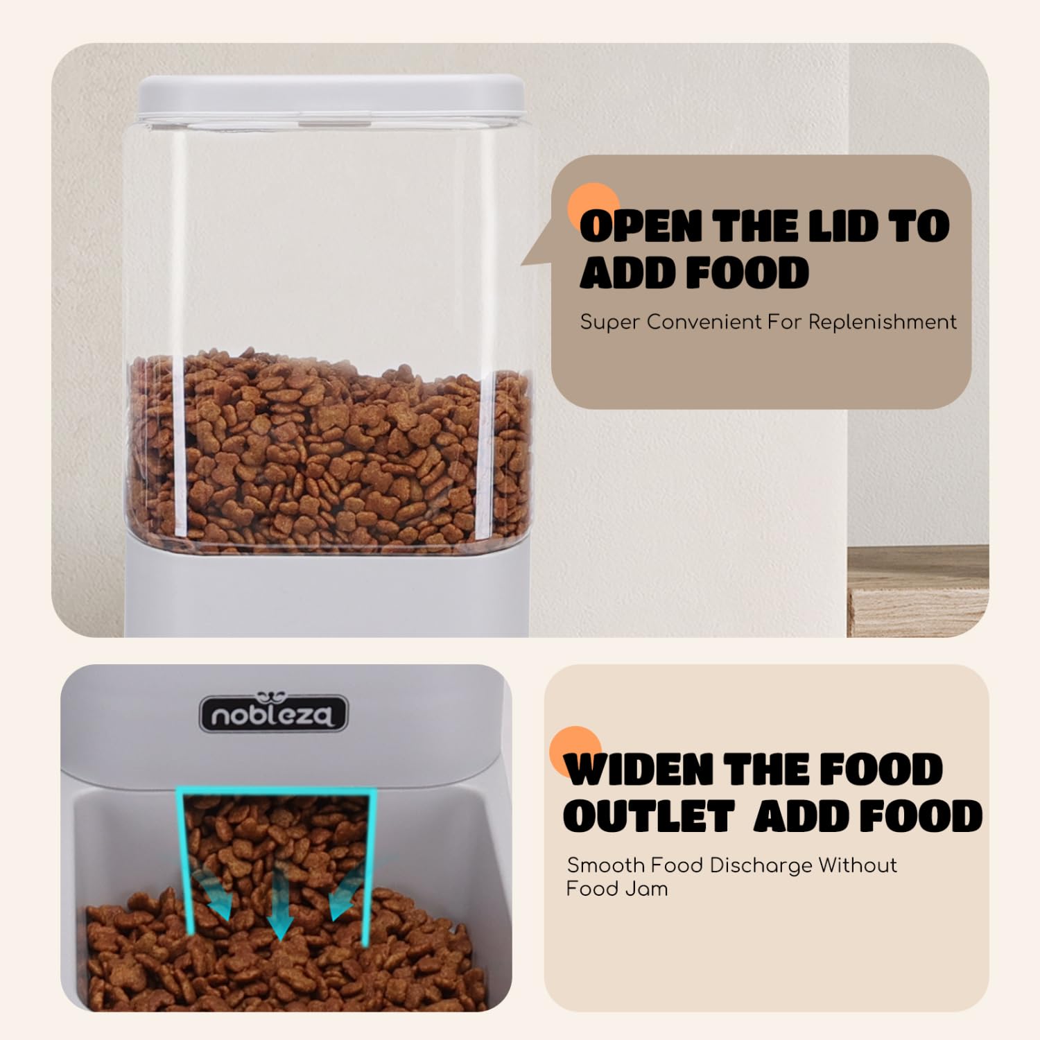 Nobleza Comedero Automático y Bebedero Gatos Perros， Dispensador Comida Gatos y Perros 3.8 L， para Perros y Gatos pequeños y medianos， Pack 2 Unidades