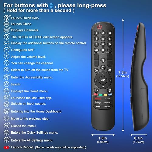 Miniatura 7 de Reemplazo para LG-Smart-TV, control remoto mágico universal para LG 2021202220232024 UHD OLED QNED NanoCell MiniLED 4K 8K Smart TV (sin voz y sin