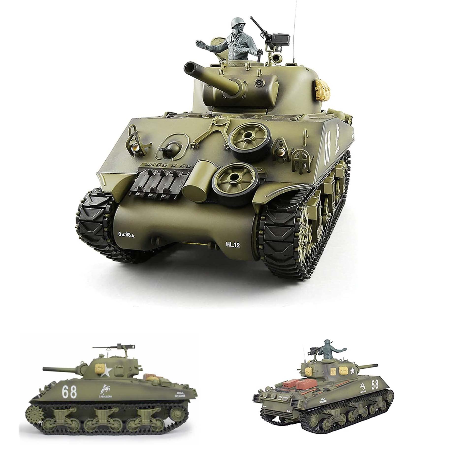 Buy Haya Heng Long 1/16 Sherman M4A3 RC Tank Radio Remote Controlled Tank Model with Metal Steel