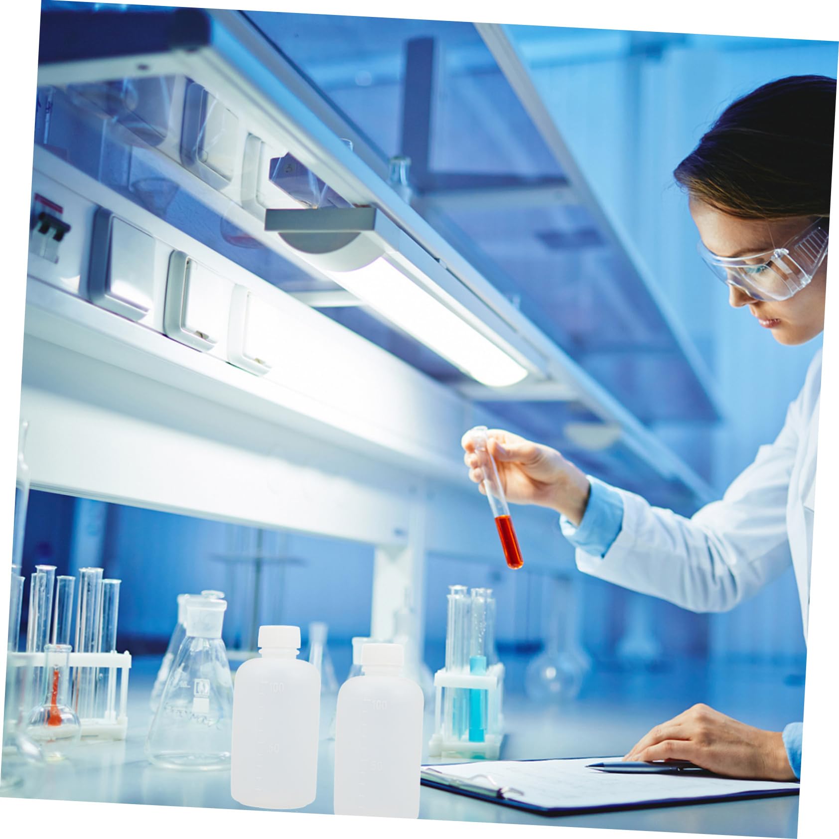 HOMOCONO Small Mouth Plastic Reagent Bottles 6pcs Liquid Storage Containers for Chemicals Airtight