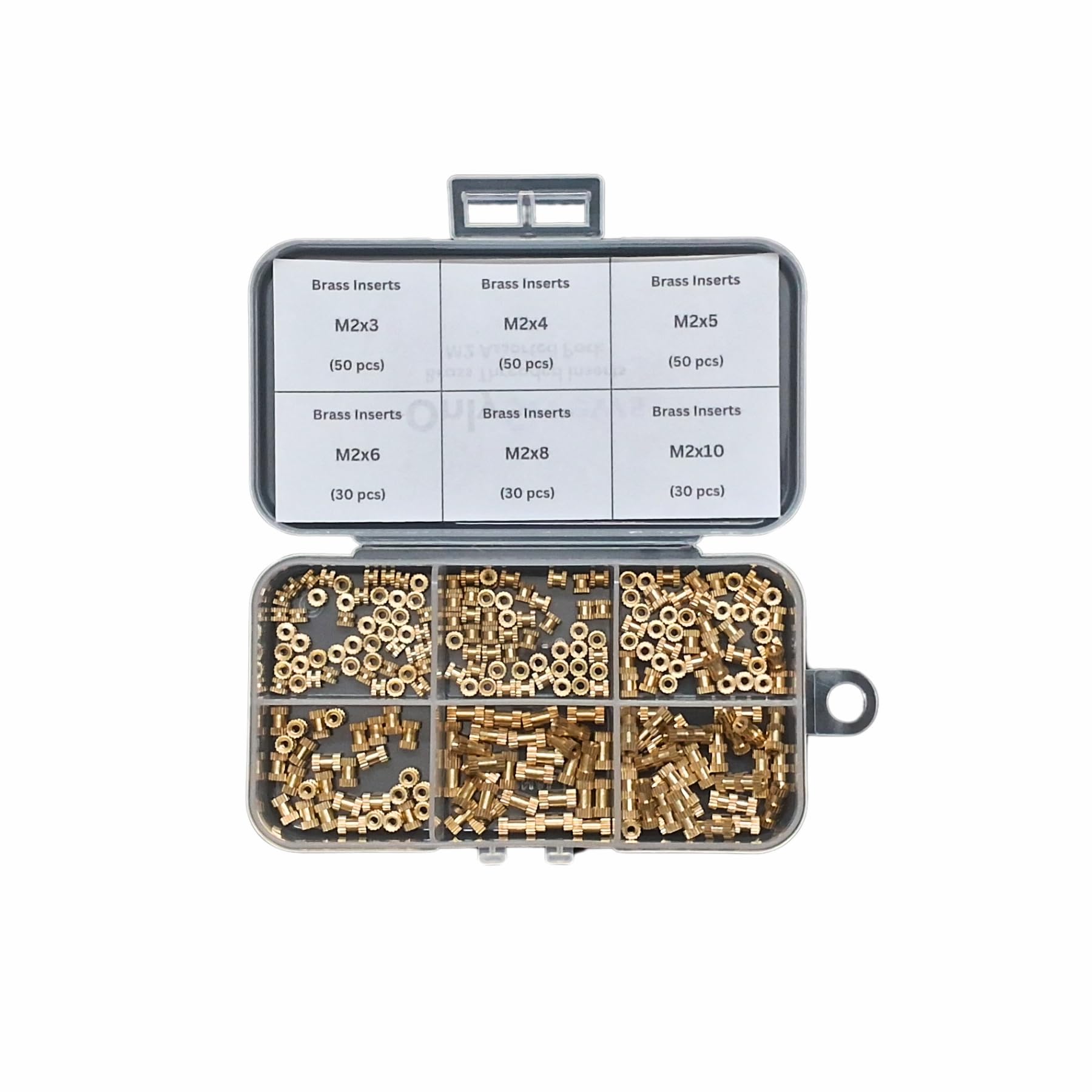 OnlyScrews 300-Piece M2 Brass Inserts Assortment Pack, M2 Thread Size, 3mm-10mm Length-picture-21