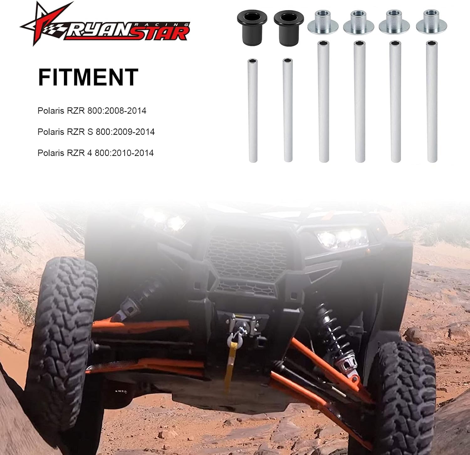 RYANSTAR RACING ATV Heavy Duty HDPE A Arm Bushing Kit Compatible with Polaris RZR 800 / RZR S / 4 800 2008-2014 Complete Kit with Enough Bushings for the Front and Rear