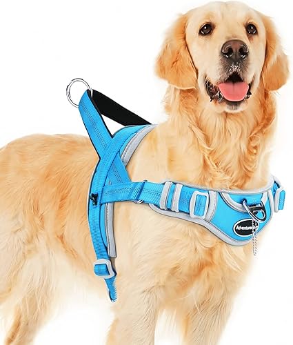 ADVENTUREMORE Arnés deportivo sin tirones para perros grandes, arnés tipo halter reflectante y transpirable, chaleco a prueba de escapes, con asa