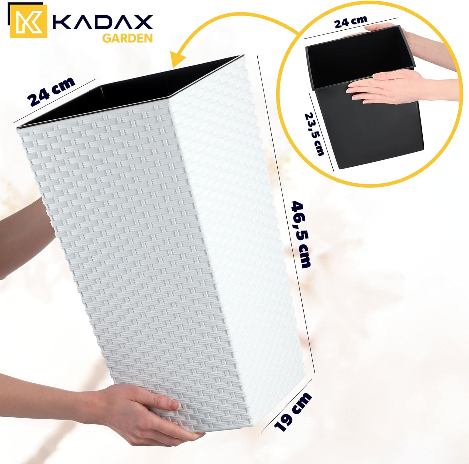 Dimensions of KADAX Plastic Flower Pot and its insert