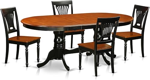Miniatura 13 de East West Furniture PLAI9-SBR-W - Juego de mesa de comedor de 9 piezas incluye una mesa ovalada de madera con hoja de mariposa y 8 sillas de comedor