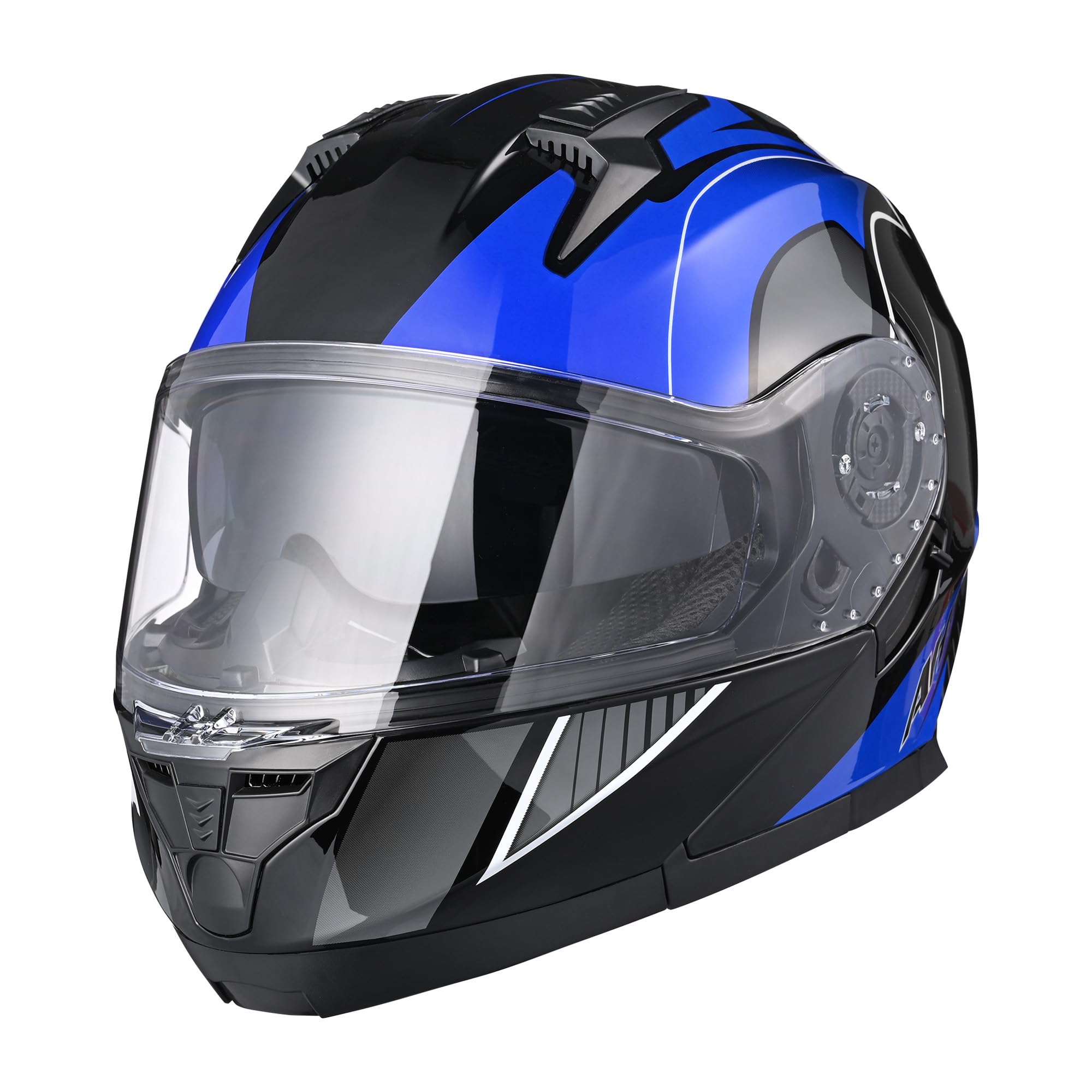AHR Motorcycle Helmet Dual Visor Modular Flip up Full Face Helmet DOT Approved - AHR Helmet Run-M1 & M3 for Adult Motorbike Street Bike Moped Racing