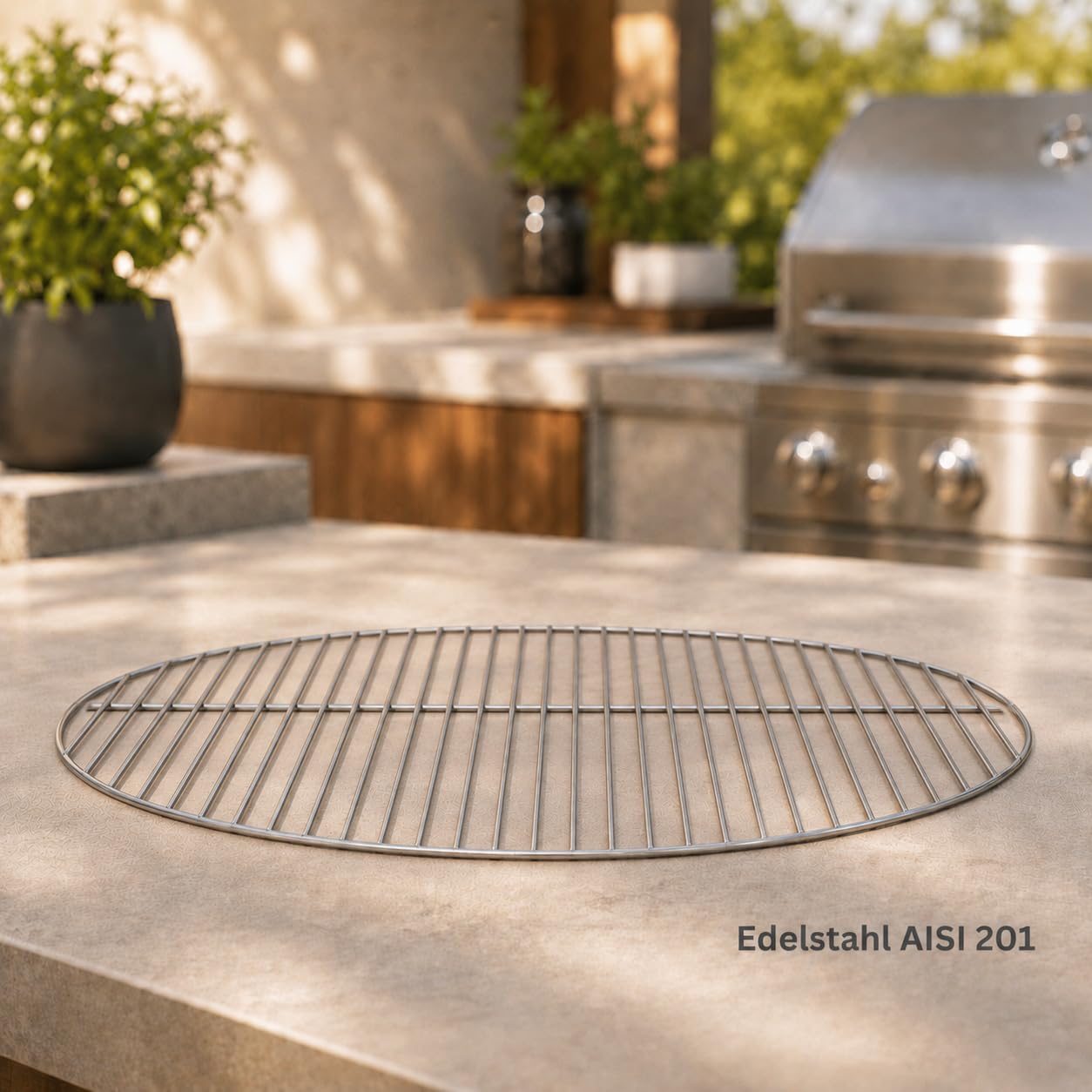 Brandsseller Grillrost Edelstahl Ø 54,5 cm – robuste & rostfreie Rostauflage als Ersatzrost – passend für z. B. 57 cm Kugelgrill von Weber und andere Marken, BBQ Zubehör – ohne seitliche Klappen