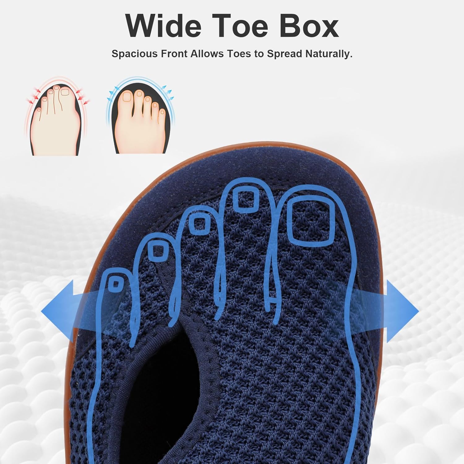 JOINFREE Mens Diabetic Walking Shoes Wide Toe Box, Adjustable Zero Drop Non Slip Sneakers, Breathable Knit Casual Shoes for Swollen Feet, Edema, Sensitive Feet, Elderly, Arthritis - Image 4