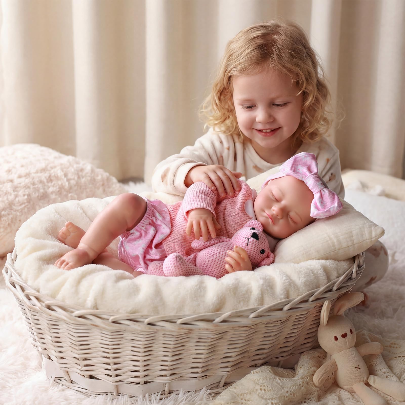 JIZHI Lebensechte Reborn-Babypuppe – 20 Zoll Realistische Neugeborenen-Babypuppe mit Weichem Körper, Echtes Reborn-Puppen Mädchen mit Outfit und Komplettem Zubehör für Kinder 3+