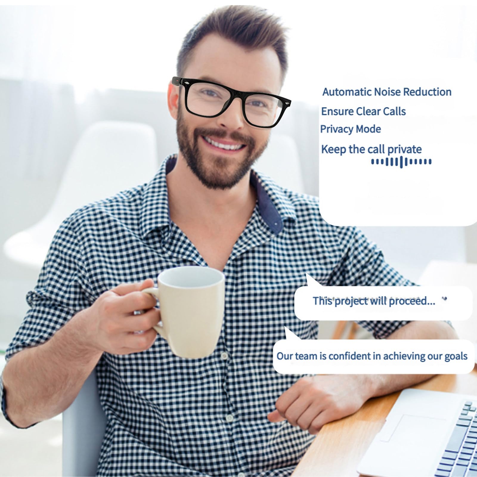 Occhiali da Sole Bluetooth Intelligenti con Display indossabile, Occhiali con traduzione AI, Luce polarizzata, Protezione dalla Luce Blu,G