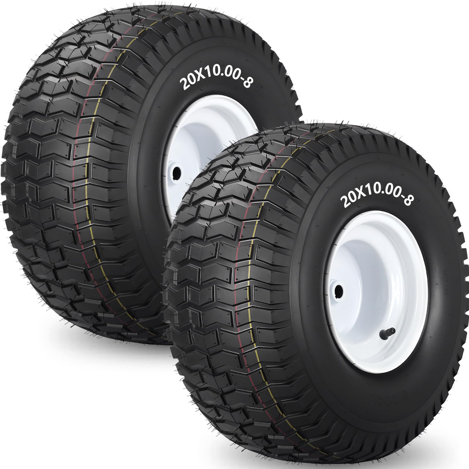 og0903　タイヤ④ Amazon.com: GICOOL 20x10.00-8 Lawn Mower Tire and Wheel, 4 Ply